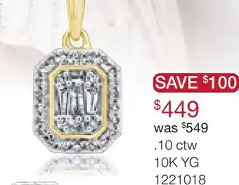 Charm Diamond 0.10CTW Diamond Fashion Pendant in 10K Yellow Gold offer