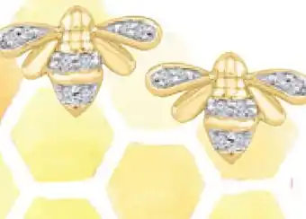 Charm Diamond 10K Yellow Gold Diamond Bee Earrings offer