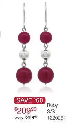 Charm Diamond Sterling Silver Ruby Bead Drop Earrings offer