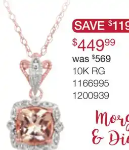 Charm Diamond 10K Rose Gold Morganite & Diamond Pendant with Chain offer