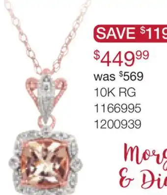 Charm Diamond 10K Rose Gold Morganite & Diamond Pendant with Chain offer