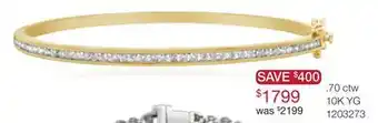 Charm Diamond 10K Yellow Gold 0.70CTW Diamond Bangle offer