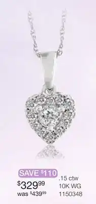 Charm Diamond 10K White Gold 0.15CTW Heart Pendant offer