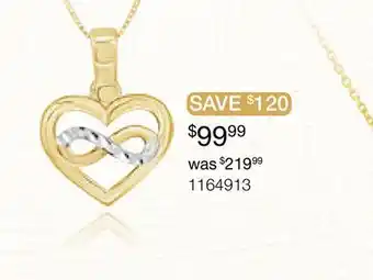 Charm Diamond 10K Yellow and White Gold Infinity & Heart Necklace offer