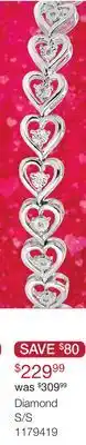 Charm Diamond Sterling Silver 0.09CTW Diamond Heart Bracelet offer