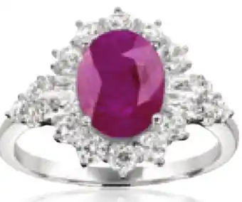 Charm Diamond Sterling Silver Ruby & White Zircon Halo Ring offer