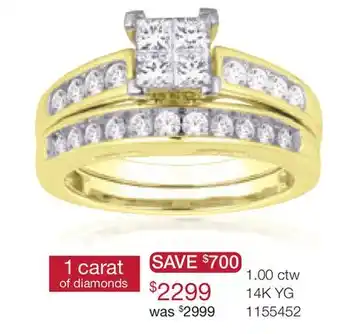 Charm Diamond 14K Yellow Gold 1.00CTW Princessa Bridal Se offer