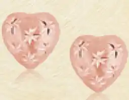 Charm Diamond 10K Rose Gold Diamond Cut Heart Studs offer