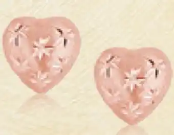 Charm Diamond 10K Rose Gold Diamond Cut Heart Studs offer