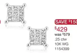 Charm Diamond 10K White Gold 0.25CTW Princessa Diamond Earrings offer