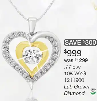 Charm Diamond 10K White & Yellow Gold Lab Grown 0.77CTW Dancing Diamond Heart Pendant offer