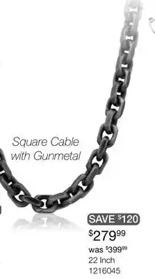 Charm Diamond Sterling Silver 22 Forza Chain with Gunmetal Finish offer