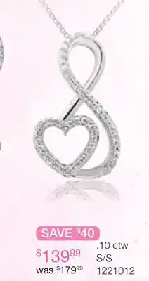 Charm Diamond 0.10CTW Diamond Infinity & Heart Pendant in Sterling Silver offer