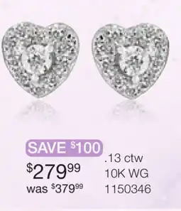 Charm Diamond 10K White Gold 0.13CTW Heart Earrings offer