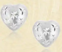 Charm Diamond 10K White Gold Diamond Cut Heart Studs offer