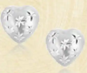 Charm Diamond 10K White Gold Diamond Cut Heart Studs offer