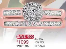 Charm Diamond 10K Rose Gold 0.50CTW Bridal Set offer