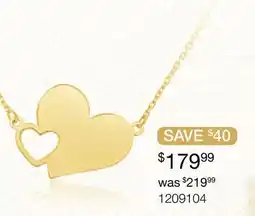 Charm Diamond 10K Yellow Gold Double Heart 18 Necklace offer