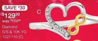 Charm Diamond Diamond Heart Promise Ring in Sterling Silver and 10K Yellow Gold offer