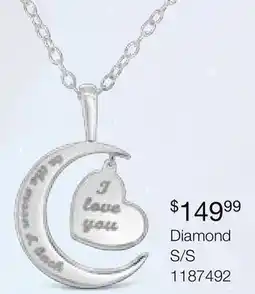 Charm Diamond Sterling Silver Diamond Moon & Heart Pendant offer