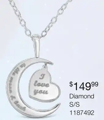 Charm Diamond Sterling Silver Diamond Moon & Heart Pendant offer