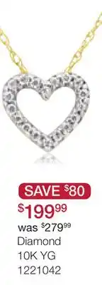 Charm Diamond Diamond Heart Pendant in 10K Yellow Gold offer