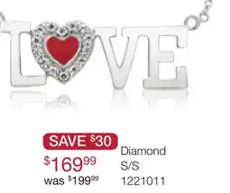 Charm Diamond Diamond Love Pendant with Red Heart in Sterling Silver offer