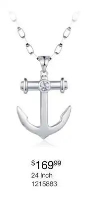 Charm Diamond Sterling Silver Cubic Zirconia Anchor 24 Pendant offer