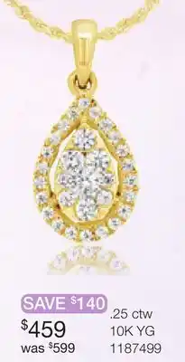 Charm Diamond 10K Yellow Gold 0.25CTW Diamond Pear Shaped Pendant offer