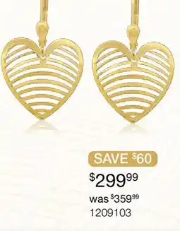 Charm Diamond 10K Yellow Gold Heart Drop Earrings offer