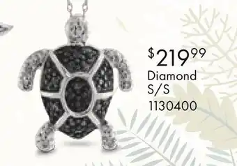 Charm Diamond Sterling Silver Midnight Diamond Turtle Pendant offer