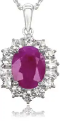 Charm Diamond Sterling Silver 18 Ruby & White Zircon Halo Pendant offer