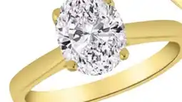 Charm Diamond New Brilliance Lab Grown 2.00CT Diamond Oval Solitaire Ring in 14K Yellow Gold offer