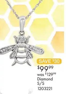 Charm Diamond Bella Moda Sterling Silver Diamond Bee Pendant offer