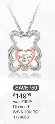 Charm Diamond Sterling Silver 10K Rose Gold Dancing Diamond Teddy Bear Pendant offer