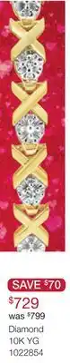 Charm Diamond Yellow Gold 0.085CTW Diamond Bracelet offer