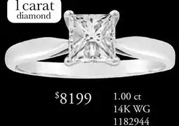 Charm Diamond 14K White Gold 1.00CT Glacier Fire Princess Cut Diamond Solitaire Ring offer