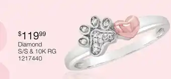 Charm Diamond Charming Friends Diamond Paw Heart Ring Sterling Silver & 10k Rose Gold offer