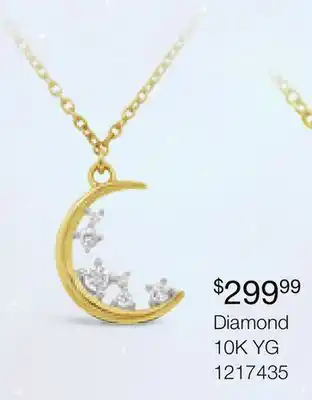 Charm Diamond Radiant Universe Diamond Moon Pendant in 10K Yellow Gold offer