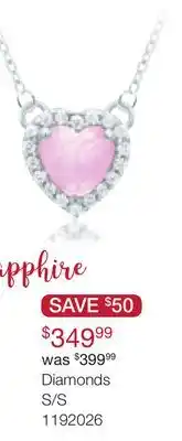 Charm Diamond POLAR PINK Sterling Silver 16 Pink Sapphire & Diamond Heart Necklace offer