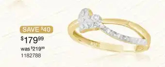 Charm Diamond 10K Yellow and White Gold Heart Ring offer