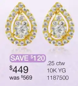 Charm Diamond 10K Yellow Gold 0.25CTW Diamond Pear Shaped Earrings offer