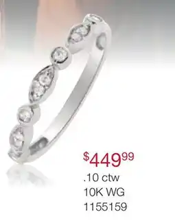 Charm Diamond 10K White Gold 0.10CTW Stackable Diamond Ring offer