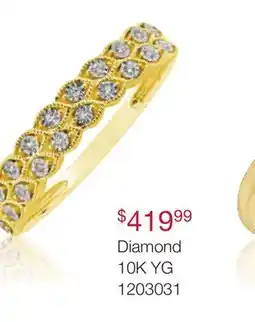 Charm Diamond 10K Yellow Gold Double Row Diamond Stacking Ring offer