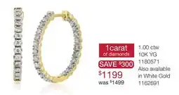 Charm Diamond 10K Yellow Gold 1.00CTW Round Diamond Hoops offer