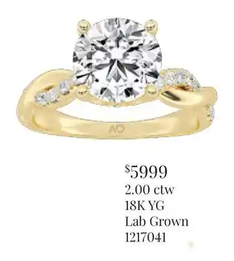 Charm Diamond Above Love Lab Grown 2.00CTW Diamond Bridal Ring in 18K Yellow Gold offer