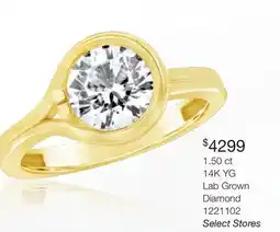 Charm Diamond 1.50 ct 14K Yellow Gold Lab Grown Diamond Ring offer