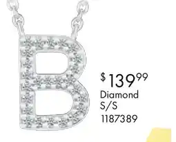 Charm Diamond Sterling Silver & Diamond B Initial Necklace offer