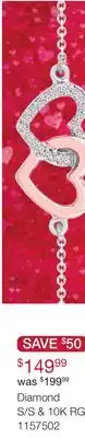 Charm Diamond Sterling Silver 10K Rose Gold Diamond Heart Bracelet offer