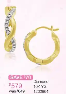 Charm Diamond Infinite Love 10K Yellow Gold Diamond Hoop Earrings offer